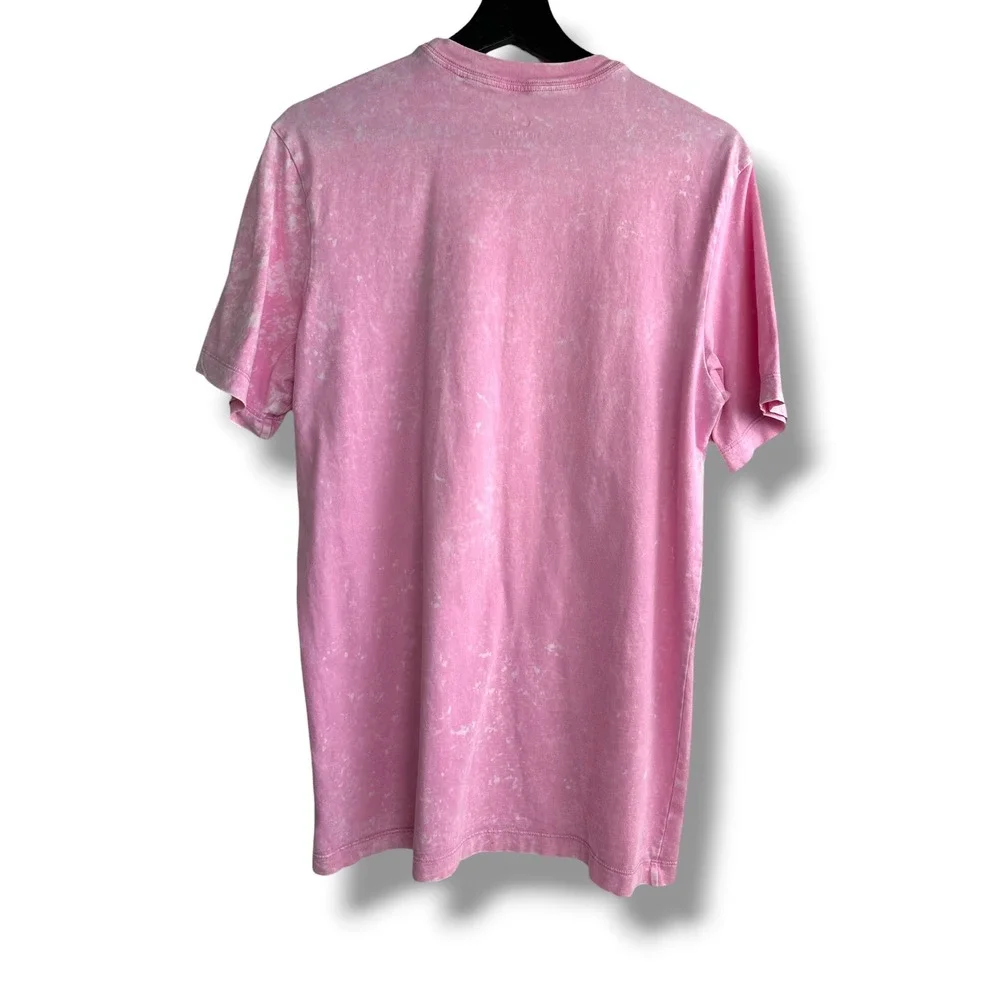 Nike Mens Pink Acid Wash Short Sleeve T-Shirt Embroidered Logo Size Medium